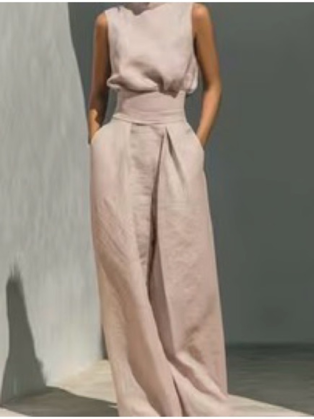 Women's High-Waist Wide-Leg Jumpsuit in Mauve